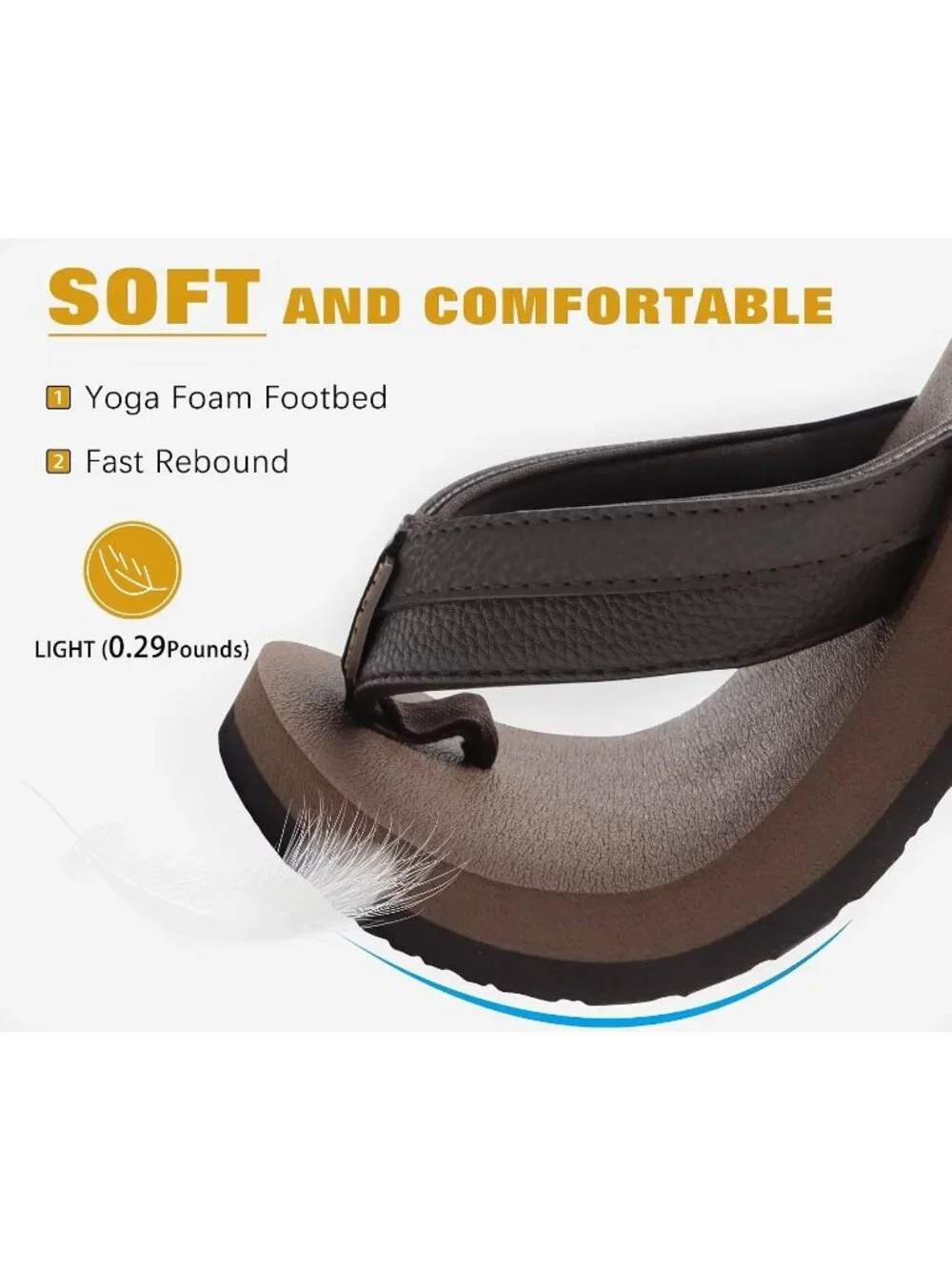 Men's Brown Reddish Yoga Mat Flip Flops Slip On Indoor Outdoor Sandal Slipper